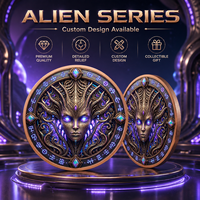 Pièce de monnaie interstellaire en cuivre pur 999 de 1 oz, 3D en relief, colorée UV, effet proof-like, Voyageur Galactique, Artisanat Métallique Artistique