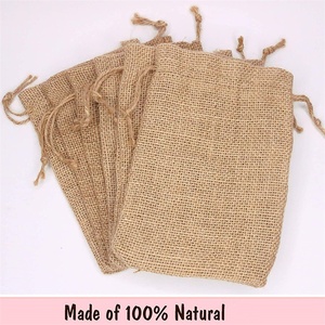 Sac à cordon en toile de jute et chanvre écologique avec logo personnalisé imprimé en gros - Product Image 4