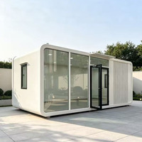Cabane préfabriquée Apple de luxe moderne et isolée de 20/40 pieds pour complexe hôtelier, gîte, camping avec salle de bain et cuisine