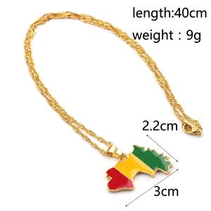 New Gold Wold Land Kaart Vlag Ketting Afrikaanse Cavia Ghana Liberia Onderzeese Jamaica Zuid-afrika Congo Honduras Hanger Ketting - Product Image 5