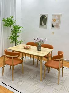 Juego de mesa de comedor de madera maciza de estilo nórdico, muebles de restaurante modernos y minimalistas, juego de muebles de restaurante para 6 personas - Product Image 3