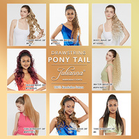 Vente en Gros de Faux Cheveux en Queue de Cheval Synthétiques Personnalisés avec Logo, Clip Griffe Enveloppant, Cordon de Serrage Noir, Super Longue Extension de Queue de Cheval de 28 Pouces