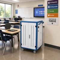 Chariot de recharge pour ordinateurs portables à 30 emplacements avec tiroirs pour Chromebook, iPad, salle de classe, laboratoire informatique, école, rangement