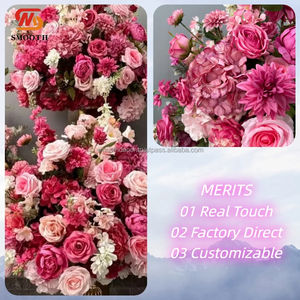 Centre de table en fleurs artificielles en soie lisses, taille personnalisable, fleurs de cerisier et roses, pour mariage - Product Image 2