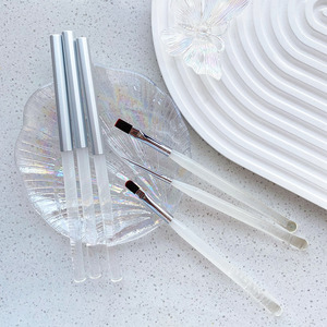 Ensemble de pinceaux à ongles professionnels à manche transparent givré, poils fins en nylon, forme ovale pour liner, outil de manucure pour salon de beauté - Product Image 3