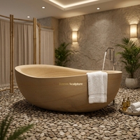 Baignoire ovale ronde sur pied sur mesure et baignoire autoportante en grès en pierre pour salle de bains moderne