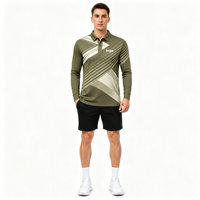 Polo à manches longues pour homme en polyester à sublimation personnalisée, style décontracté chic, avec impression intégrale pour le sport