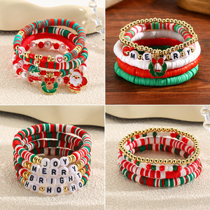 New Arrival Christmas Gift Gold Plated Alloy Bracelet Santa Pendant Pearl Crystal Beaded <strong>Chain</strong> Charm Bracelet - Product Image 3