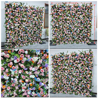 Mur de fleurs artificielles roses de haute qualité, personnalisable en taille et couleur, pour mariage, remise de diplôme, événement