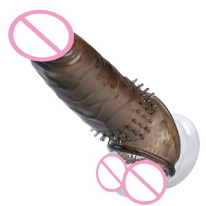 Pembesar penis extender pria lonjakan silikon simulasi kristal set tpe mainan seks memperpanjang pembesaran tebal lengan penis kondom - Product Image 2