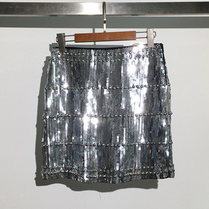 Faldas con lentejuelas de lujo para mujer, Falda corta de hoja dorada brillante con diamantes de imitación, a la moda - Product Image 4