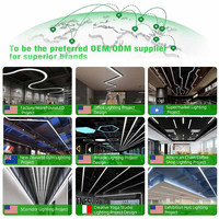 Luminaire de plafond de salle de sport en aluminium personnalisé, luminaire linéaire suspendu, lustre LED, noir, Ra90, supermarché, bureau, hôtel