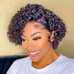 Perruque Courte Bouclée Pixie avec Frontale en Dentelle 13x4, Perruque Bob en Cheveux Vierge Péruviens 12A, Frontale <span class=keywords><strong>de</strong></span> l'<span class=keywords><strong>Oreille</strong></span> à l'<span class=keywords><strong>Oreille</strong></span> - Product Image 6