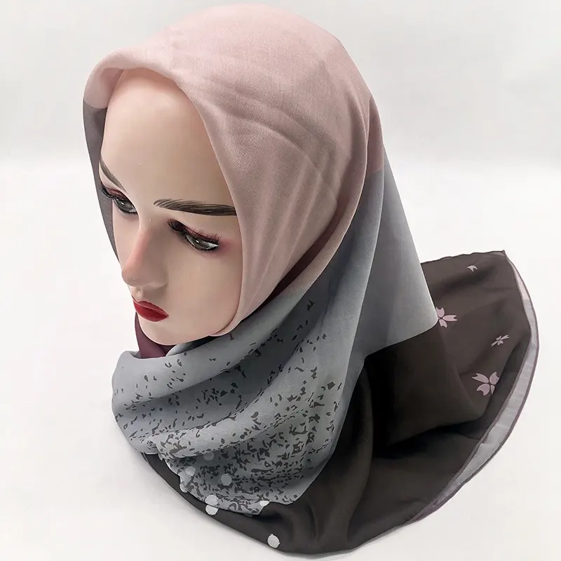 Desain Fashion Custom Katun Voile Hijab Tudung Dicetak Bawal Syal Premium Persegi