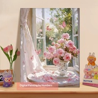 Peinture à l'huile numérique Rose transfrontalière à colorier soi-même, cadeau créatif fait main, décoration d'intérieur, toile à l'huile, cadre en bois massif, moderne