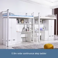 Conception 3D gratuite Lit d'appartement pour dortoir d'étudiant Lit superposé à cadre en fer durable avec bureau/armoire pour l'école