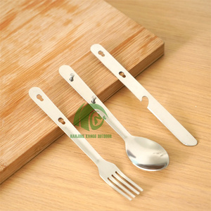 Trọng lượng nhẹ thép không gỉ thiết lập dao kéo cho sử dụng ngoài trời-bộ đồ ăn với trường hợp lý tưởng cho cắm trại du lịch và những buổi dã ngoại - Product Image 1