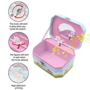 Caja <span class=keywords><strong>de</strong></span> Música <span class=keywords><strong>de</strong></span> Unicornio Arcoíris, Joyero - Organizador Hexagonal <span class=keywords><strong>de</strong></span> Papel con Figura, <span class=keywords><strong>Canciones</strong></span> Personalizadas y Espejo, Regalo Mágico para Niñas - Product Image 4