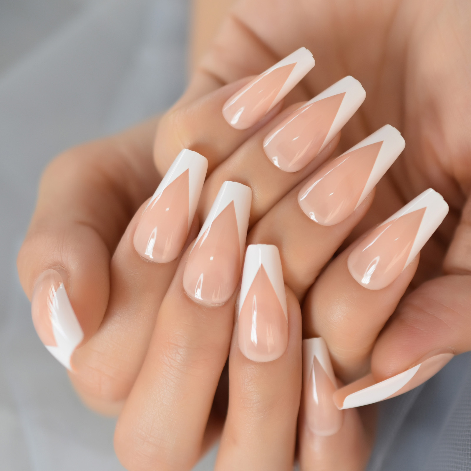 Sarg Ballerina Fake Nails Mit Nude Pink Glitter – 24-teiliges Set Inkl. Nagelfeile & Aufklebern Für Französische Maniküre