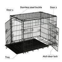 24 "36" 42 "48" cage pour animaux de compagnie en acier inoxydable extra XL grande cage pour chiens solide en métal fer grande taille pliable robuste
