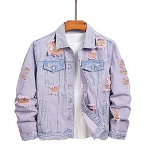 Chaqueta Vaquera Azul Claro Desgastada y Transpirable, Hecha a Medida, Estilo Casual, con Botones, Corte Regular, para Primavera - Product Image 1