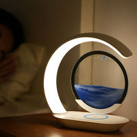 Lampe de bureau LED moderne avec effet de peinture de sable Veilleuse rechargeable pour une humeur relaxante Matériau ABS pour le salon