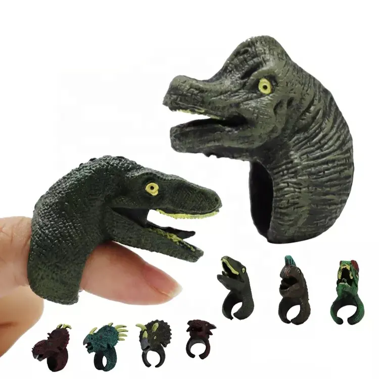 Kids dino theme toy capsule egg plastic dinosaur ring with PVC box plastic rings surprise eggs