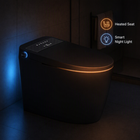 Toilette intelligente allongée chauffante avec télécommande, double chasse d'eau, veilleuse et options de siphon en P/S