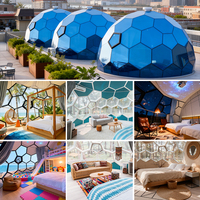 Tente dôme géodésique moderne de luxe personnalisée, hôtel yurt avec poteaux en aluminium pour le camping