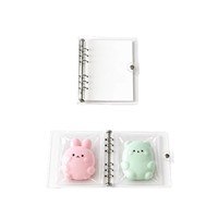 Classeur transparent A6 à 6 anneaux avec couverture à bouton-pression transparente pour le rangement de jouets Squishy, jouets en capsule, photocartes et cartes
