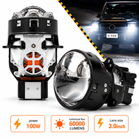Faros Delanteros Bi-LED G-VIEW Tri Laser de 3.0 Pulgadas, H4/H7 9005-9006, 100W, 6000K, 60000 Lúmenes, Haz de Luz de 360°