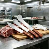 Ensemble de couteaux de cuisine professionnels Tc à finition polie, couteau à découper la viande, couteau de boucher, couteau à désosser et à découper la viande