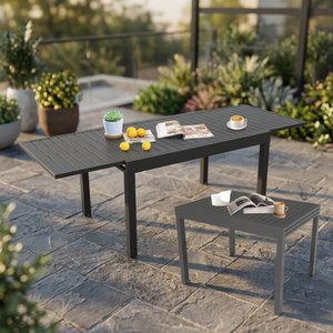 Aluminium <b>Extendable</b> Sleek Modern Style Durable Construction <b>Outdoor</b> Courtyard Garden Set <b>Dining</b> <b>Table</b> Providing- Ample <b>Dining</b> - Product Image 4