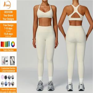 Completo Sportivo Aoyema con Leggings a Vita Alta e Reggiseno in Tessuto Riciclato, Traspirante, per Palestra, Allenamento, Fitness, Asciugatura Rapida - Product Image 1