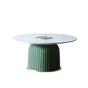 Modern Coffee <b>Tables</b> Marble Stone Top <b>Gold</b> Metal Sculptural Base Round Center <b>Table</b> Round <b>Side</b> <b>Table</b> Home Hotel Lobby Furniture - Product Image 2