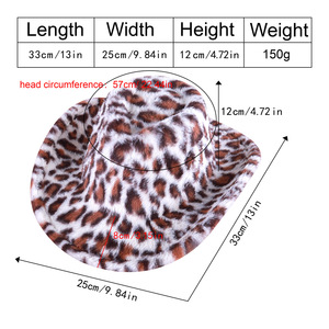 หมวกคาวบอยลายเสือดาว M56-58 ซม. หมวกฤดูใบไม้ร่วงฤดูหนาวบุขนแกะสไตล์เฉพาะตัว - Product Image 4