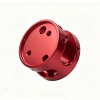 Manchon de couplage circulaire en aluminium usiné avec précision OEM, anodisation rouge personnalisée avec trous filetés radiaux et axiaux