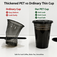 Gobelets en plastique PET personnalisés, gobelets noirs jetables avec couvercles pour boissons froides, emballage de boissons à emporter
