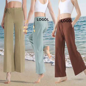 Leggings de yoga pour femmes, taille XL+, taille haute, longueur cheville, respirants, séchage rapide, motif uni, antistatiques, 220g, coupe ample, style cloche - Product Image 3