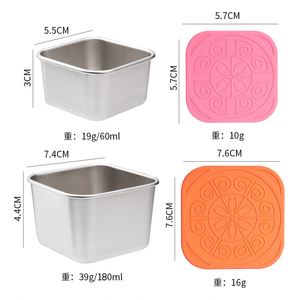 Precio de Fábrica, Recipientes para Snacks de Acero Inoxidable de 60/180 ml, Tazas para Salsas, Recipientes para Almacenar Alimentos con Tapas de Silicona - Product Image 3