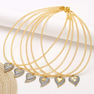 Collares de Corazón de Cristal de Dos Tonos ASJEWELRY para Mujer, Joyería de San Valentín, Cadena de Alambre, Collares Cortos, Gargantillas 2512 Nken63 - Product Image 1