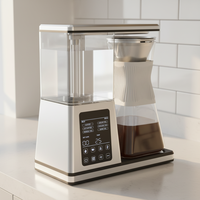 Cafetera Eléctrica Inteligente Automática, Programable, con Pantalla Digital, de Acero Inoxidable, para 3 Tazas, para Hogar y Hotel