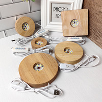 Vente en gros Veilleuse en bois lumineuse avec interface USB Base d'éclairage d'ambiance boule de cristal pour chambre à coucher Décoration intérieure
