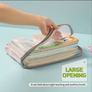 Nouvelle sacoche de rangement pour livres, sac de rangement portable, sac de rangement transparent en gaze avec fermeture éclair - Product Image 6