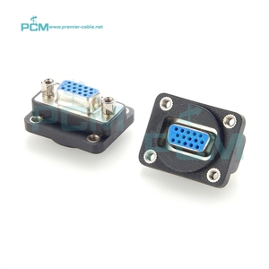 D-Type HDB15 <strong>VGA</strong> Female to Female Panel Mount <strong>Connector</strong>, <strong>VGA</strong> Feedthrough Flush Mount Socket, Compatible NADB15FF EHHD15FFB - Product Image 1