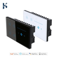 Interruptor de Pared Inteligente WiFi Tuya de 4 Canales para Control de Iluminación y Ventilador con Alexa, Control por Voz, Funciones Programables, Corriente Máxima 10A, Smart Life