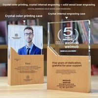 Trophée en cristal et bois massif, plaque d'honneur créative personnalisable, récompense pour employé exceptionnel, célébration d'anniversaire, remise de diplôme
