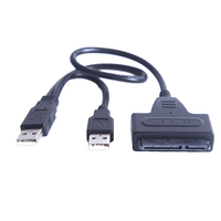 USB2.0 ke SATA 7 + 15Pin adaptor kualitas tinggi 2.5 inci Hard Disk Drive HDD SSD antarmuka kabel Data untuk komputer Desktop
