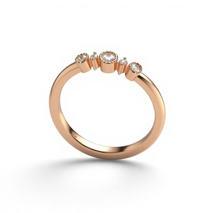 Bezel Set 18K 14K Gold Plated Round Brilliant Cut Lab Grown Diamond Women's Promise <b>Stacking</b> <b>Ring</b> Minimalist Everyday Wear - Product Image 1