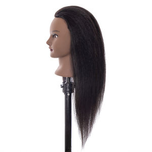 Cabeza de Maniquí de pelo 100% <span class=keywords><strong>Real</strong></span> para práctica de peluquería, cabeza de muñeca de cosmetología con soporte de abrazadera gratis para mujer - Product Image 5